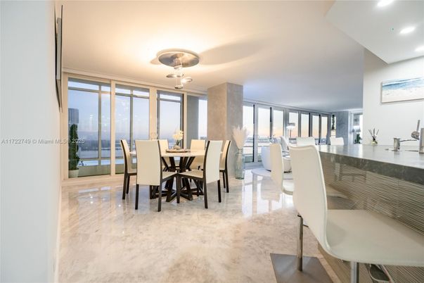 Dining room, Interior, Marble, Recessed Lighting