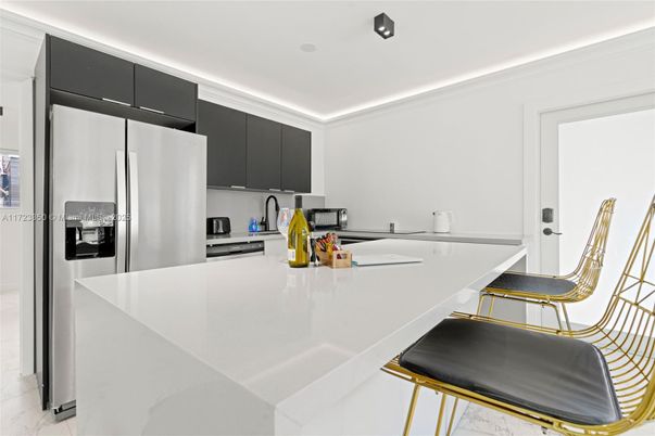 Interior, Kitchen, Marble, Recessed Lighting, Stainless Steel Appliances