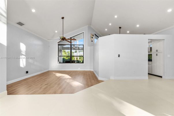 Empty room, Interior, Recessed Lighting, Wood Texture Flooring