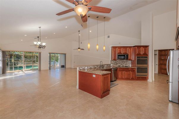Chandelier, Interior, Kitchen, Pendant Lights, Recessed Lighting, Stainless Steel Appliances