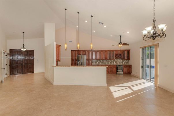 Chandelier, Interior, Kitchen, Pendant Lights, Recessed Lighting, Stainless Steel Appliances