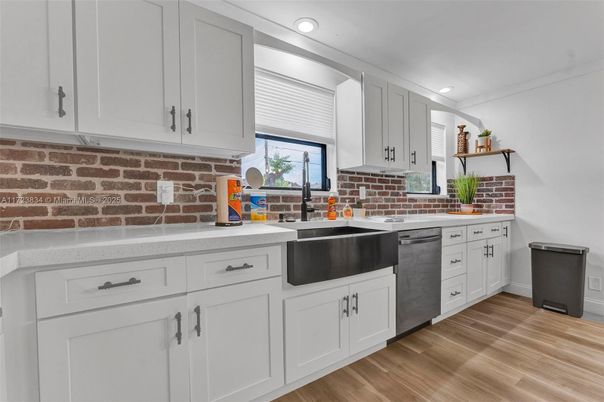 Interior, Kitchen, Recessed Lighting, Wood Texture Flooring