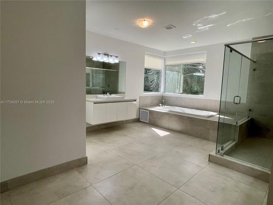 Bathroom, Dual Sink Vanities, Glass Shower, Interior, Recessed Lighting