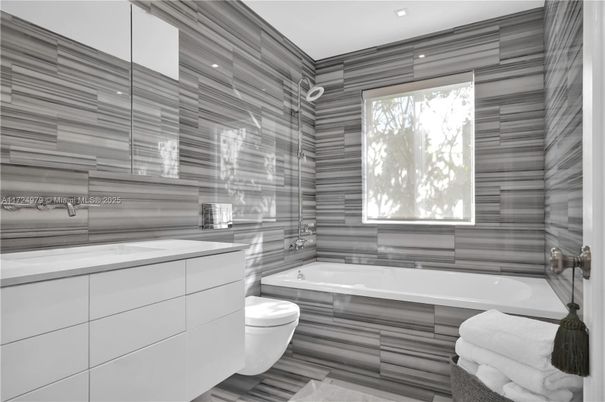 Bathroom, Glass Shower, Interior, Recessed Lighting, Wood Texture Flooring