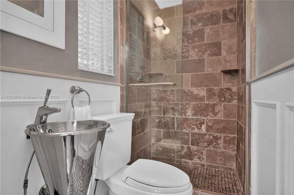 Bathroom, Glass Shower, Interior, Stone Walls