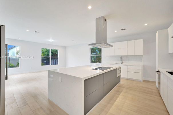 Interior, Kitchen, Recessed Lighting, Wood Texture Flooring