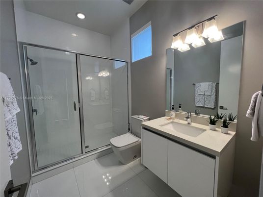 Bathroom, Glass Shower, Interior, Recessed Lighting