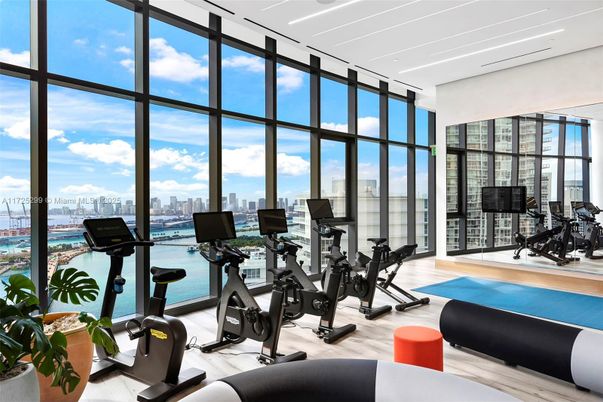 Fitness Equipment, Gym, Interior, Water, Wood Texture Flooring