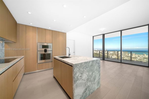 Interior, Kitchen, Recessed Lighting, Stainless Steel Appliances, Water, Wood Texture Flooring