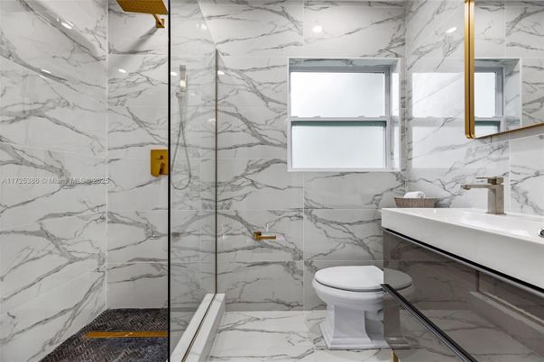 Bathroom, Glass Shower, Interior, Marble, Marble Walls