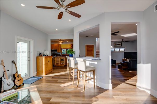 Interior, Kitchen, Recessed Lighting, Wood Texture Flooring