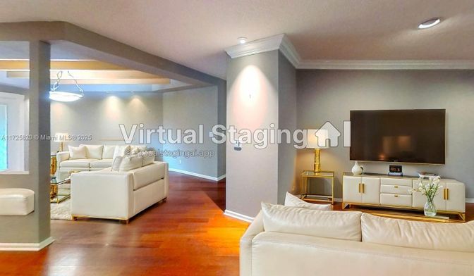 Interior, Living room, Recessed Lighting, Wood Texture Flooring