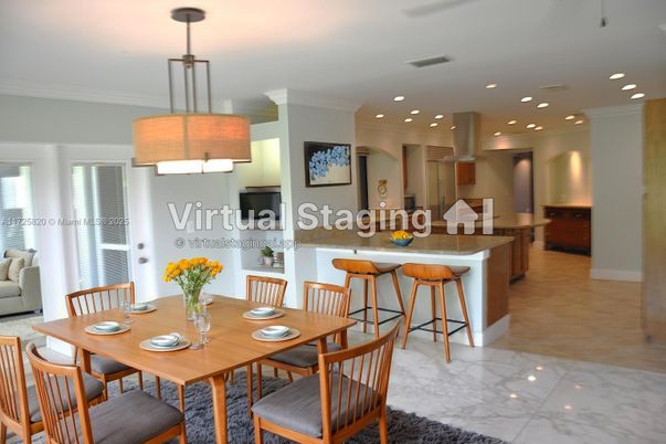 Dining room, Interior, Kitchen, Marble, Pendant Lights, Recessed Lighting