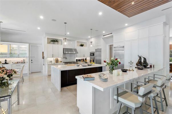 Interior, Kitchen, Pendant Lights, Recessed Lighting, Stainless Steel Appliances, Wooden Ceilings