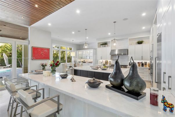 Interior, Kitchen, Pendant Lights, Recessed Lighting, Stainless Steel Appliances, Wooden Ceilings