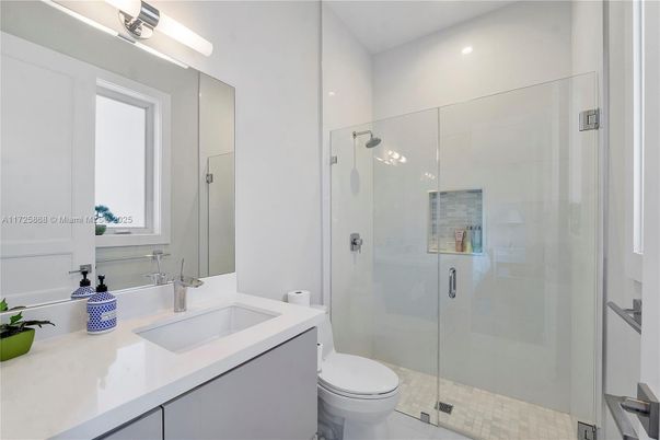 Bathroom, Glass Shower, Interior, Recessed Lighting