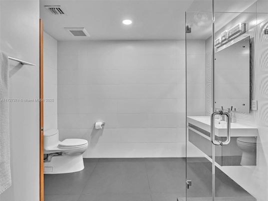 Bathroom, Glass Shower, Interior, Recessed Lighting