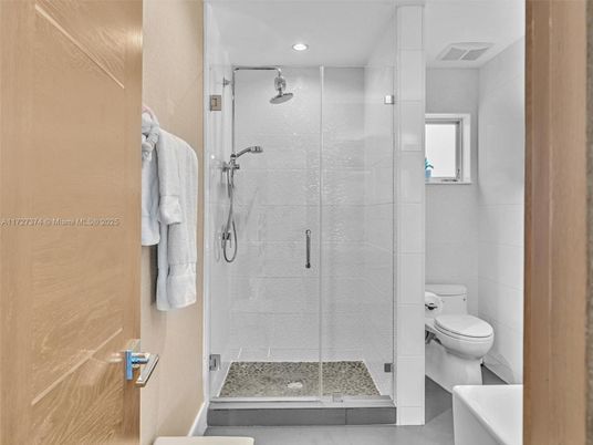 Bathroom, Glass Shower, Interior, Recessed Lighting