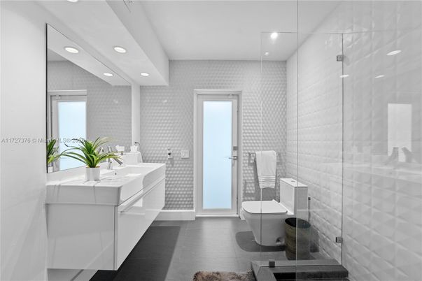 Bathroom, Glass Shower, Interior, Recessed Lighting