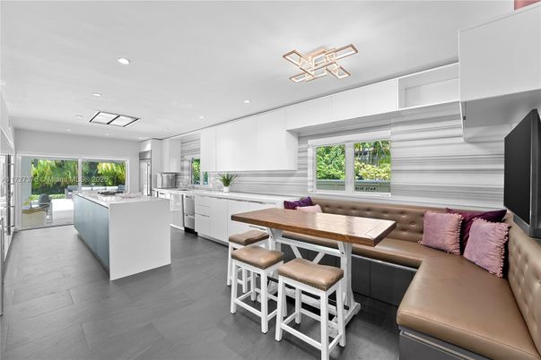Interior, Kitchen, Living room, Recessed Lighting, Stainless Steel Appliances, Wood Texture Flooring