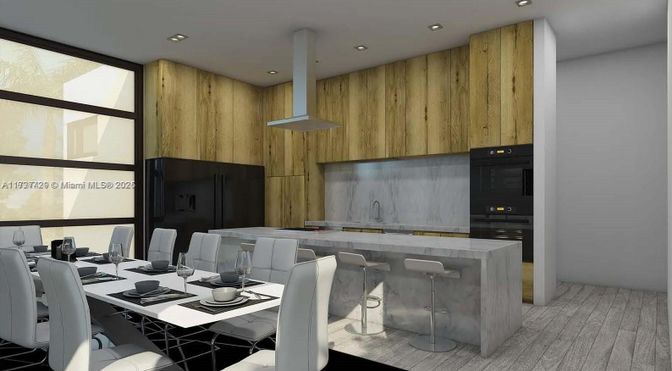 Dining room, Interior, Kitchen, Recessed Lighting, Wood Texture Flooring