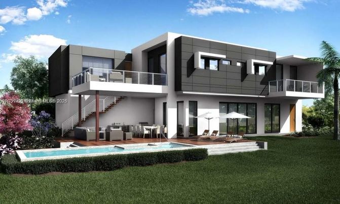 Backyard, Exterior, Facade, Pool, Modern