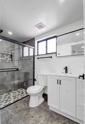 Bathroom, Glass Shower, Interior, Recessed Lighting