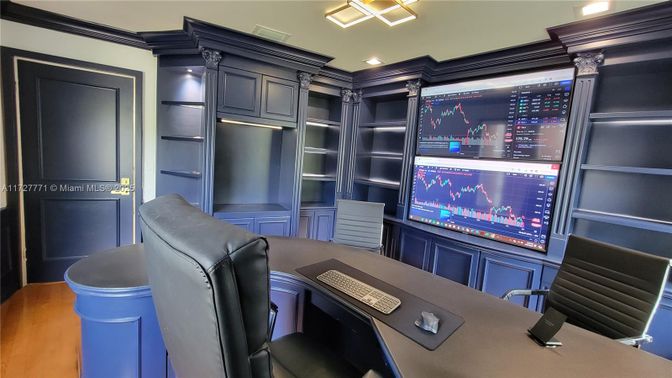 Home Office, Interior, Recessed Lighting, Wood Texture Flooring
