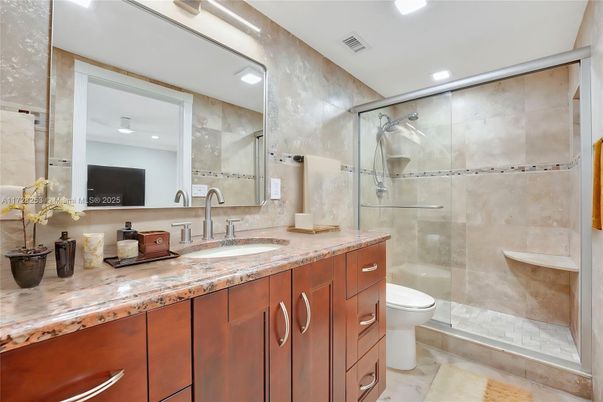 Bathroom, Glass Shower, Interior, Recessed Lighting