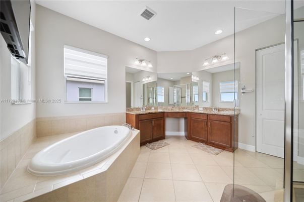 Bathroom, Dual Sink Vanities, Glass Shower, Interior, Recessed Lighting