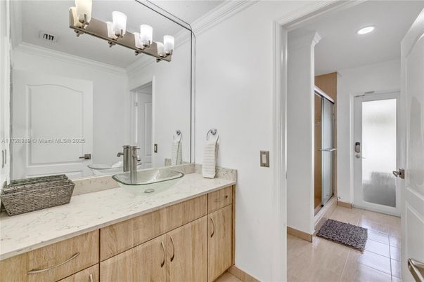 Bathroom, Interior, Recessed Lighting, Wood Texture Flooring