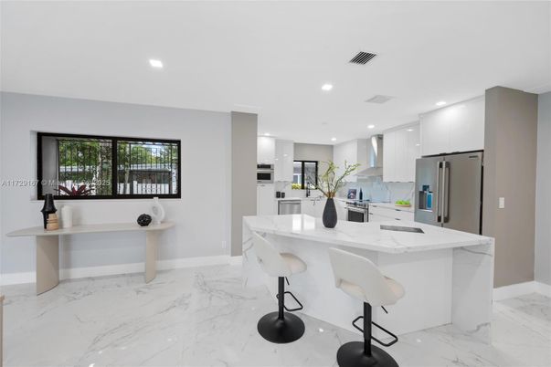 Interior, Kitchen, Marble, Recessed Lighting, Stainless Steel Appliances