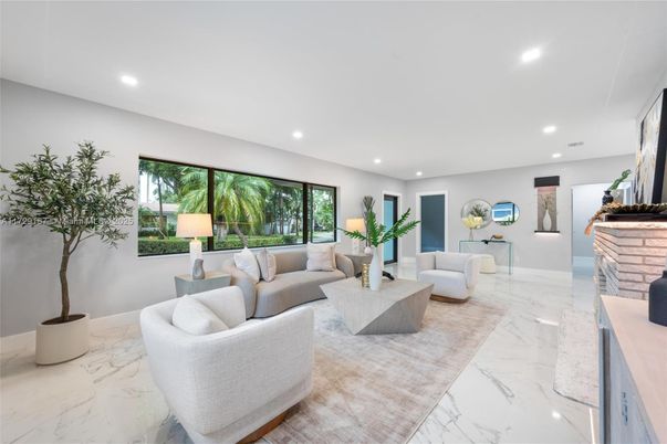 Fireplace, Interior, Living room, Marble, Recessed Lighting