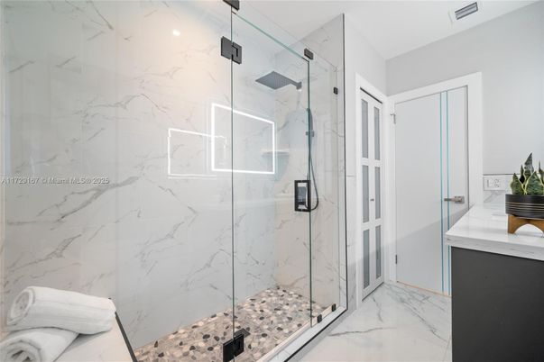 Bathroom, Glass Shower, Interior, Marble, Marble Walls