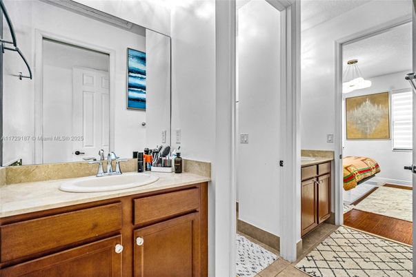 Bathroom, Interior, Pendant Lights, Wood Texture Flooring