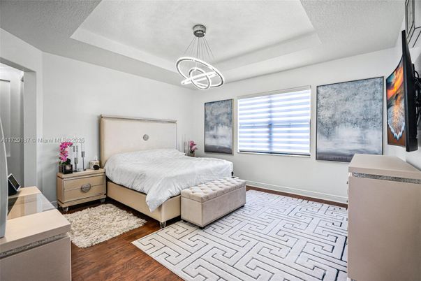 Bedroom, Interior, Pendant Lights, Wood Texture Flooring