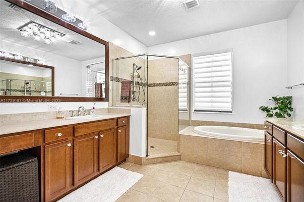 Bathroom, Dual Sink Vanities, Glass Shower, Interior, Recessed Lighting