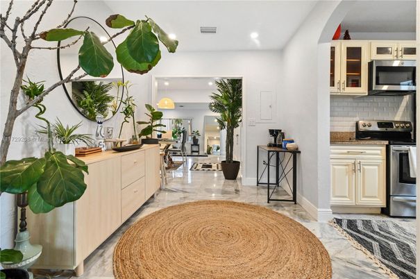 Interior, Kitchen, Marble, Recessed Lighting, Stainless Steel Appliances