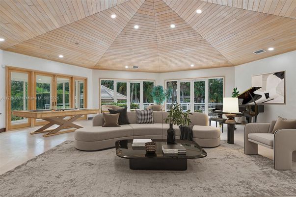 Interior, Living room, Recessed Lighting, Wooden Ceilings