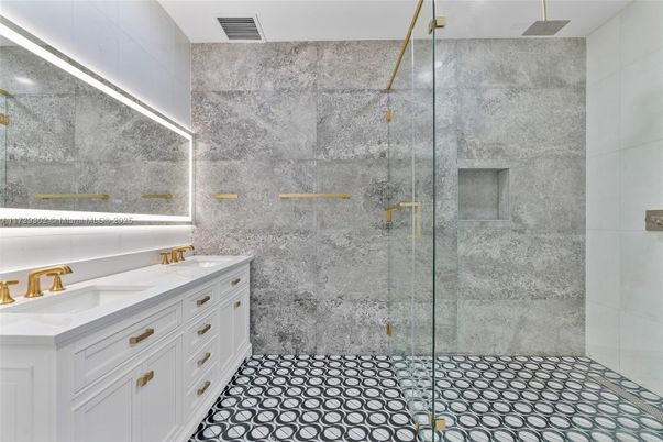 Bathroom, Dual Sink Vanities, Glass Shower, Interior