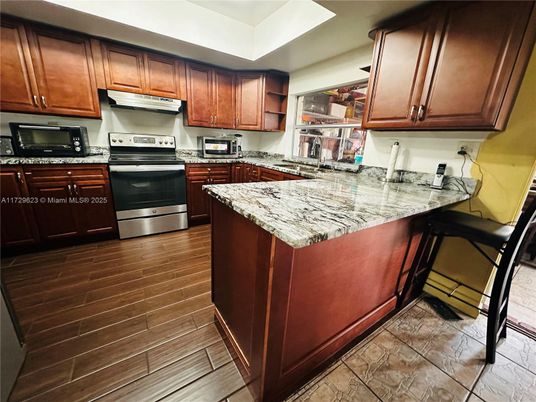Interior, Kitchen, Stainless Steel Appliances, Wood Texture Flooring