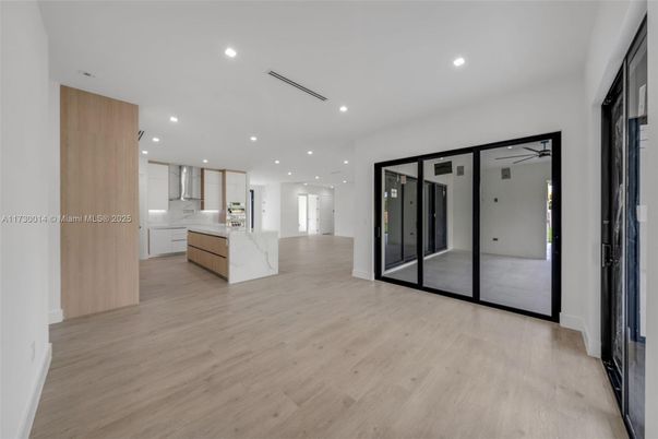 Interior, Kitchen, Recessed Lighting, Wood Texture Flooring