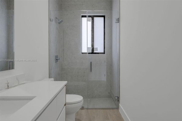 Bathroom, Glass Shower, Interior, Wood Texture Flooring