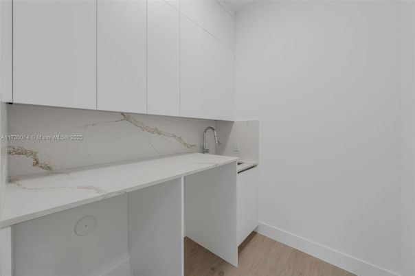 Interior, Kitchen, Marble Walls, Wood Texture Flooring