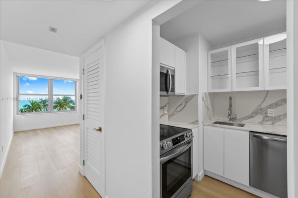Interior, Kitchen, Stainless Steel Appliances, Water, Wood Texture Flooring