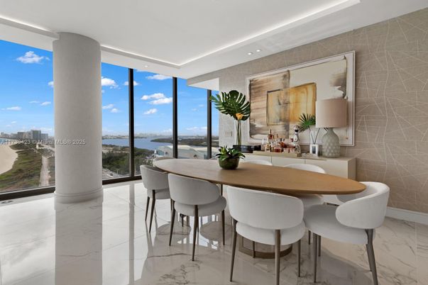 Dining room, Interior, Marble, Recessed Lighting, Water