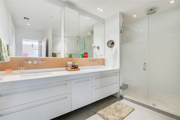 Bathroom, Dual Sink Vanities, Glass Shower, Interior, Recessed Lighting