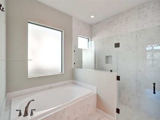 Bathroom, Glass Shower, Interior, Marble, Marble Walls, Recessed Lighting