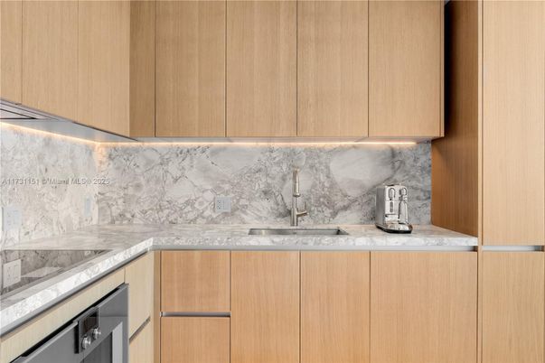 Interior, Kitchen, Marble Walls, Stainless Steel Appliances