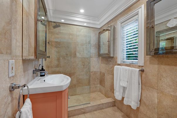 Bathroom, Glass Shower, Interior, Recessed Lighting